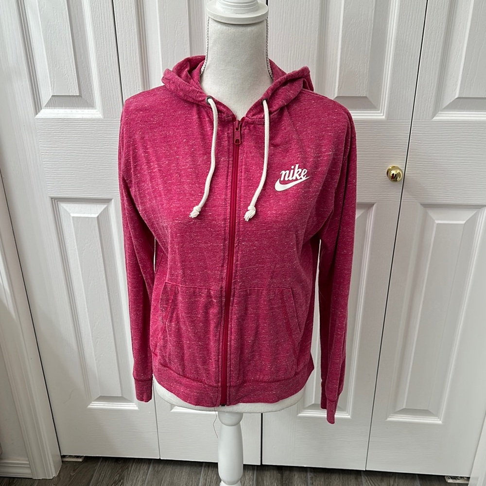 Nike Pink Zippered Hoodie Relaxed Fit